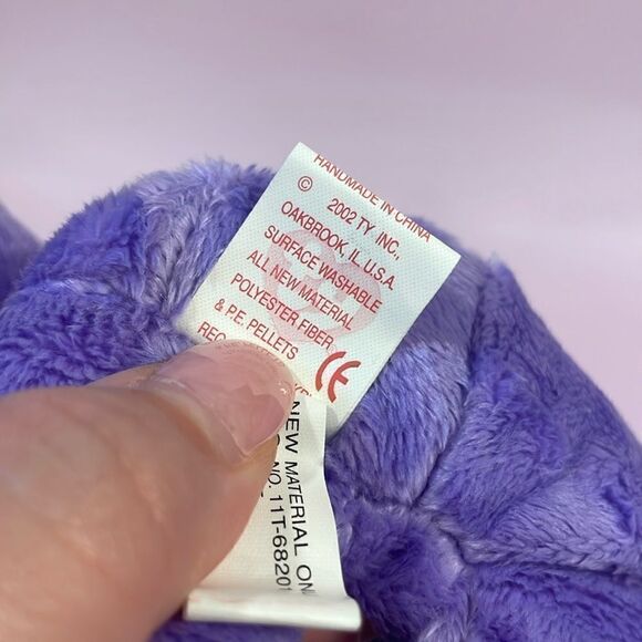 Ty 10 years Beanie Baby 2002 Eggs III The Bear Purple & Yellow Bear EUC NWT 9” - Picture 9 of 10